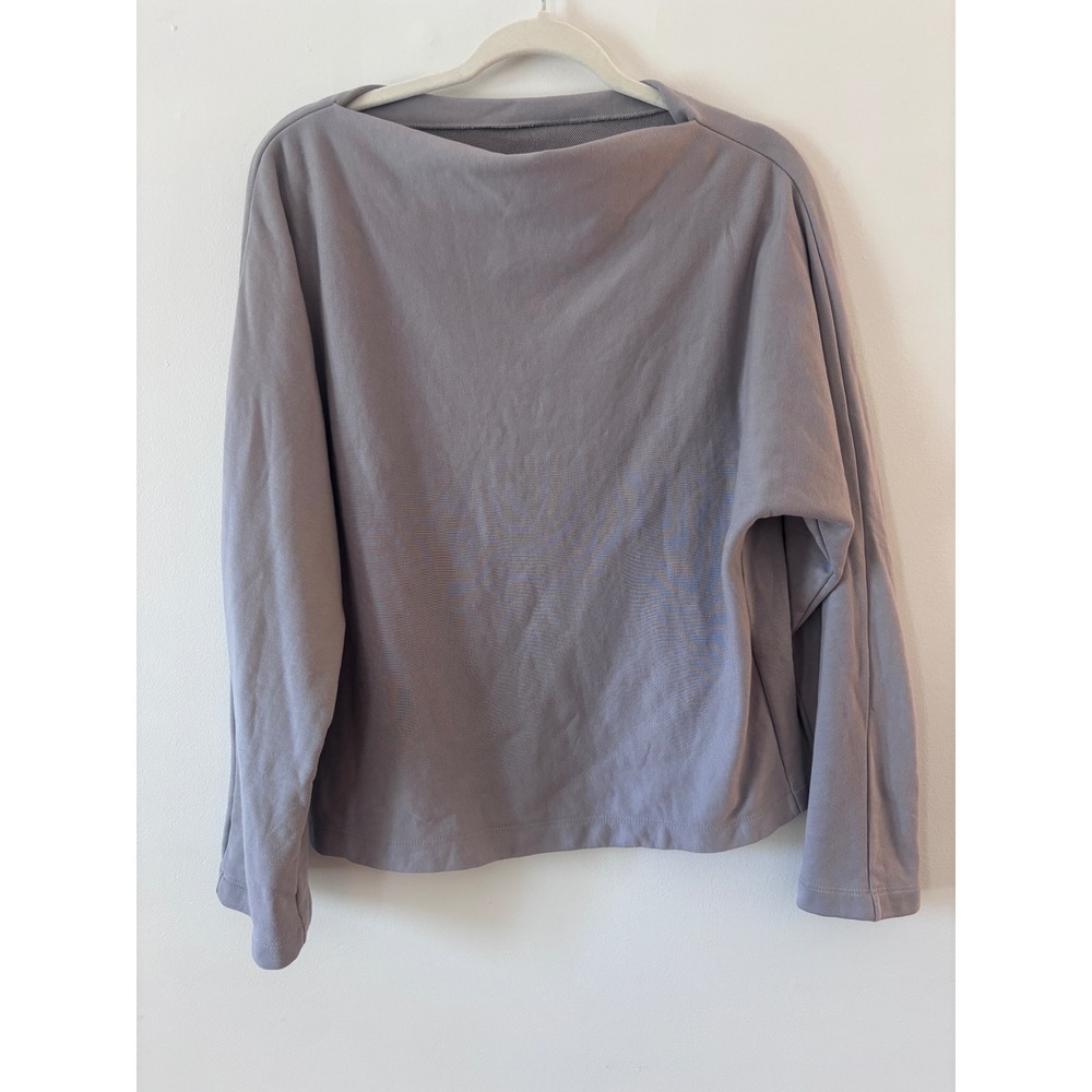 MM LaFleur New York Lavender Gray Cotton Boat‎ Neck Long Sleeve Top Small
